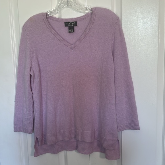 Peck & Peck Luxury 100% cashmere 2-ply lilac colored, Medium - Picture 3 of 7